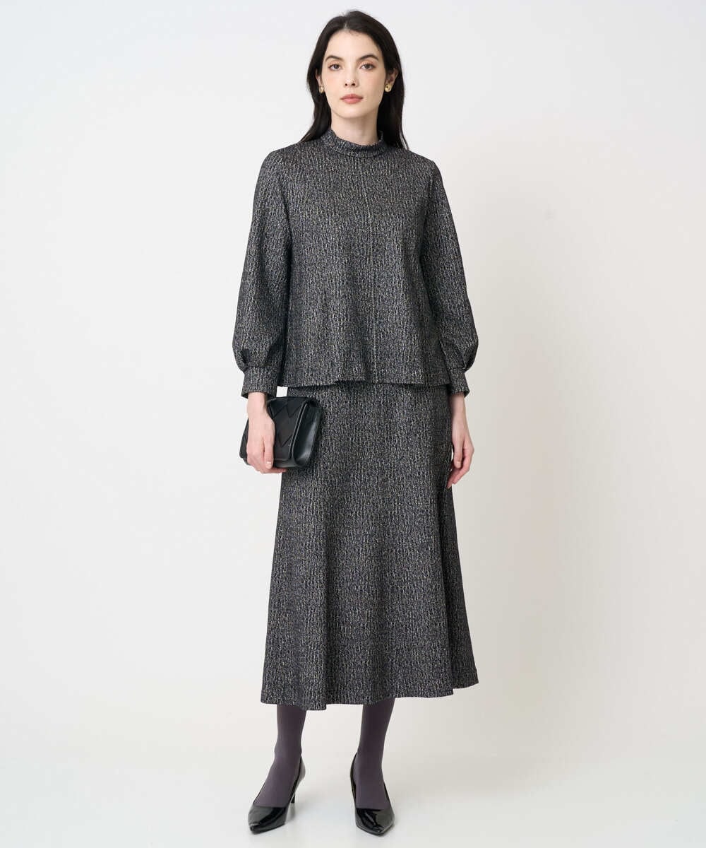 PJHCD09420 CHRISTIAN AUJARD Lサイズ(クリスチャン・オジャール Lサイズ) 【大きいサイズ/セットアップ対応】ラメジャージースカート ブラック