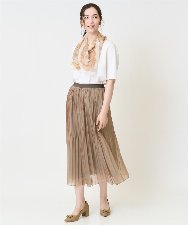 PJHEA28390 CHRISTIAN AUJARD Lサイズ(クリスチャン・オジャール Lサイズ) [ウエストゴム]シアースカート ベージュ×カーキ系（玉虫色)