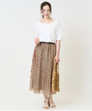 PJHEA28390 CHRISTIAN AUJARD Lサイズ(クリスチャン・オジャール Lサイズ) [ウエストゴム]シアースカート ベージュ×カーキ系（玉虫色)