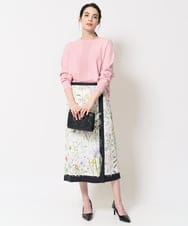 PJHEB42480 CHRISTIAN AUJARD Lサイズ(クリスチャン・オジャール Lサイズ) ボタニカルフラワープリントスカート グリーン系