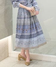 PJHEB52480 CHRISTIAN AUJARD Lサイズ(クリスチャン・オジャール Lサイズ) [セットアップ対応]プリントフレアースカート ブルー系