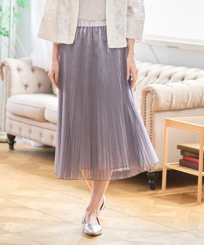 PJHGD30420 CHRISTIAN AUJARD Lサイズ 【大きいサイズ】ブライトオーガンジープリーツスカート