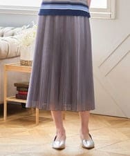 PJHGD30420 CHRISTIAN AUJARD Lサイズ(クリスチャン・オジャール Lサイズ) 【大きいサイズ】ブライトオーガンジープリーツスカート グレー