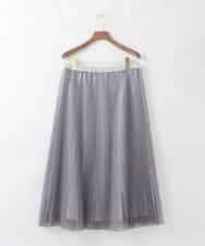 PJHGD30420 CHRISTIAN AUJARD Lサイズ(クリスチャン・オジャール Lサイズ) 【大きいサイズ】ブライトオーガンジープリーツスカート グレー