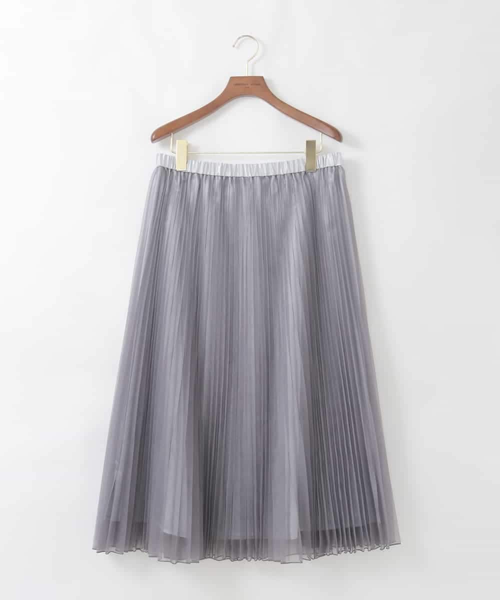 PJHGD30420 CHRISTIAN AUJARD Lサイズ(クリスチャン・オジャール Lサイズ) 【大きいサイズ】ブライトオーガンジープリーツスカート グレー