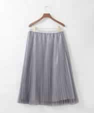 PJHGD30420 CHRISTIAN AUJARD Lサイズ(クリスチャン・オジャール Lサイズ) 【大きいサイズ】ブライトオーガンジープリーツスカート グレー