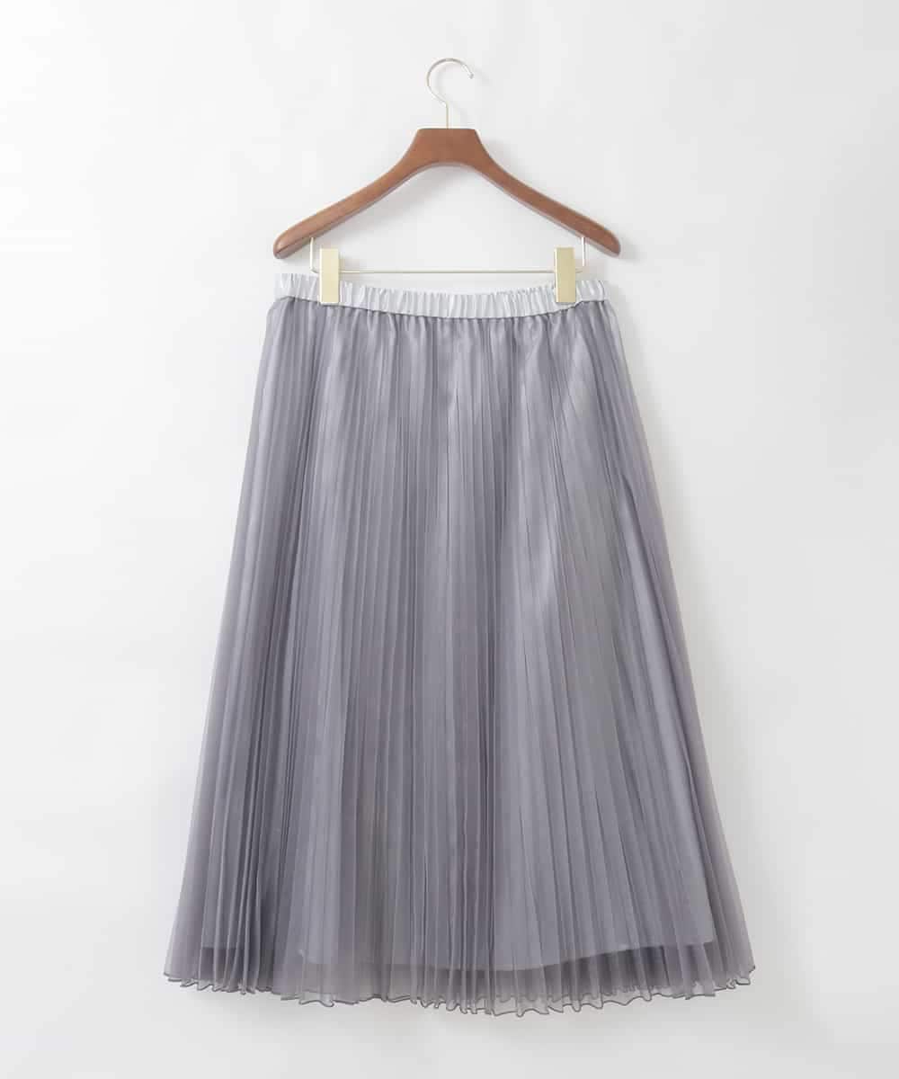PJHGD30420 CHRISTIAN AUJARD Lサイズ(クリスチャン・オジャール Lサイズ) 【大きいサイズ】ブライトオーガンジープリーツスカート グレー
