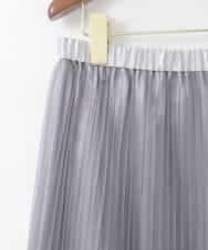 PJHGD30420 CHRISTIAN AUJARD Lサイズ(クリスチャン・オジャール Lサイズ) 【大きいサイズ】ブライトオーガンジープリーツスカート グレー