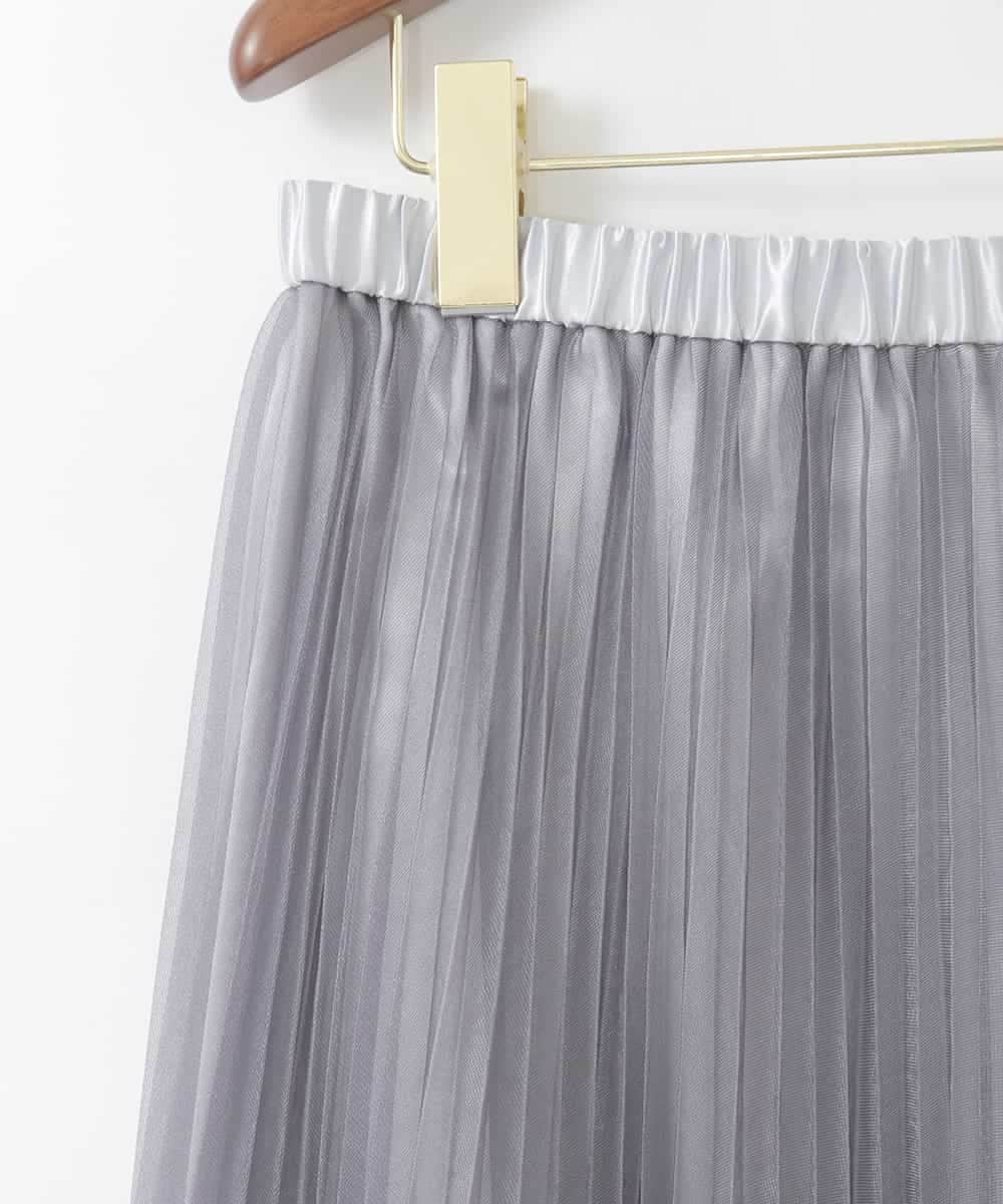 PJHGD30420 CHRISTIAN AUJARD Lサイズ(クリスチャン・オジャール Lサイズ) 【大きいサイズ】ブライトオーガンジープリーツスカート グレー