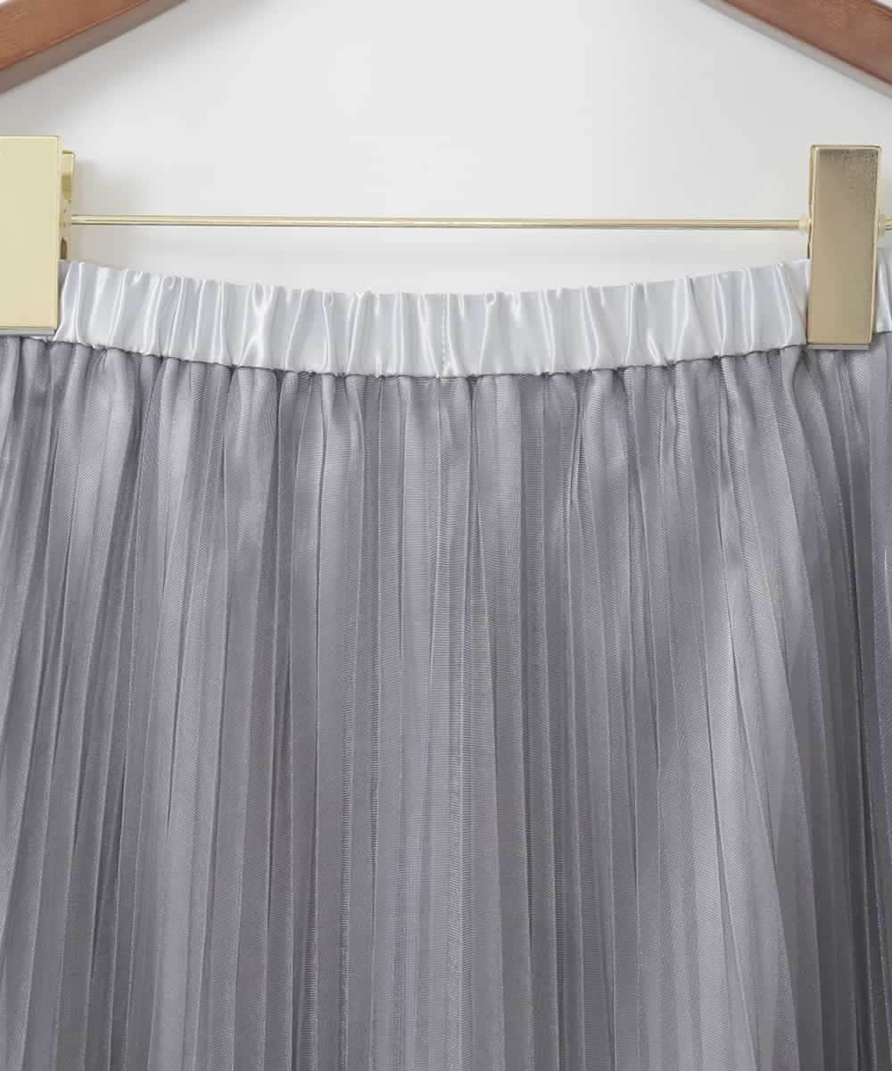 PJHGD30420 CHRISTIAN AUJARD Lサイズ(クリスチャン・オジャール Lサイズ) 【大きいサイズ】ブライトオーガンジープリーツスカート グレー