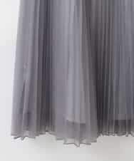 PJHGD30420 CHRISTIAN AUJARD Lサイズ(クリスチャン・オジャール Lサイズ) 【大きいサイズ】ブライトオーガンジープリーツスカート グレー