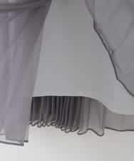 PJHGD30420 CHRISTIAN AUJARD Lサイズ(クリスチャン・オジャール Lサイズ) 【大きいサイズ】ブライトオーガンジープリーツスカート グレー