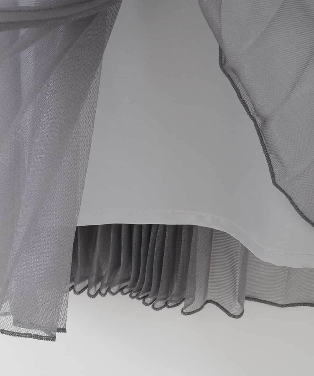 PJHGD30420 CHRISTIAN AUJARD Lサイズ(クリスチャン・オジャール Lサイズ) 【大きいサイズ】ブライトオーガンジープリーツスカート グレー