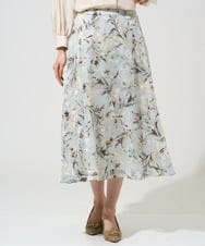 PJHGE02490 CHRISTIAN AUJARD Lサイズ(クリスチャン・オジャール Lサイズ) 【大きいサイズ】［セットアップ対応］フラワープリントシアースカート グリーン系