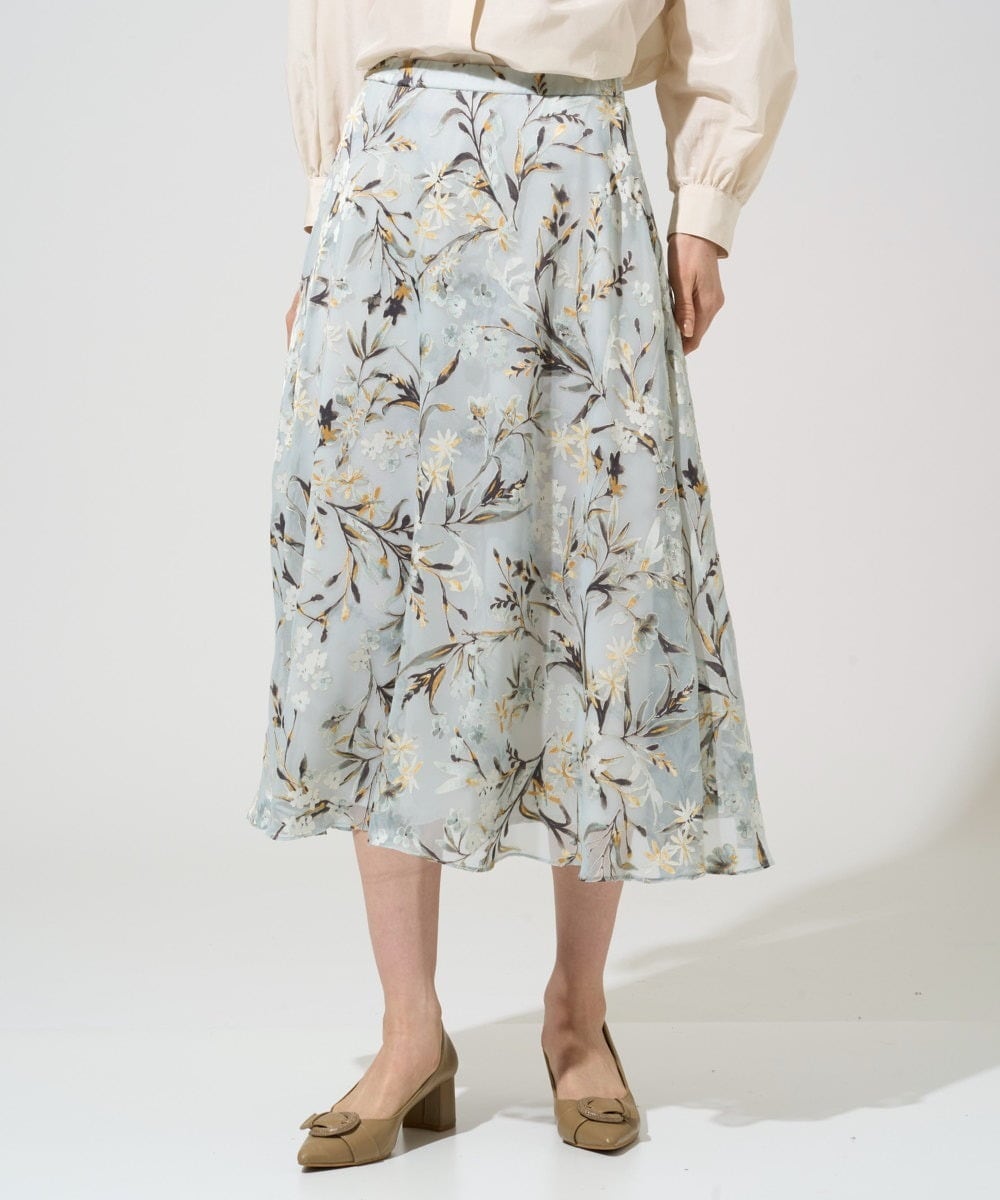 PJHGE02490 CHRISTIAN AUJARD Lサイズ(クリスチャン・オジャール Lサイズ) 【大きいサイズ】［セットアップ対応］フラワープリントシアースカート グリーン系