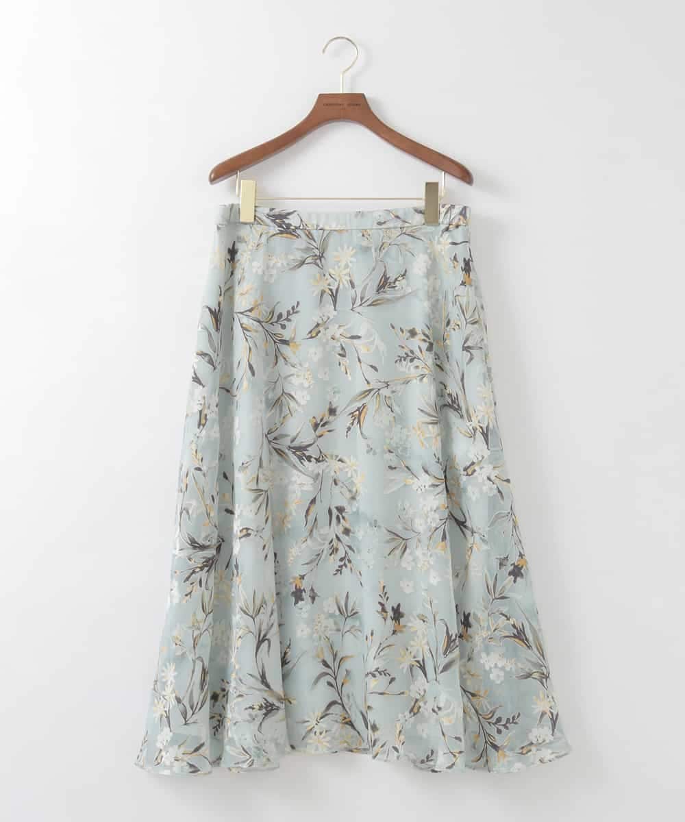 PJHGE02490 CHRISTIAN AUJARD Lサイズ(クリスチャン・オジャール Lサイズ) 【大きいサイズ】［セットアップ対応］フラワープリントシアースカート グリーン系