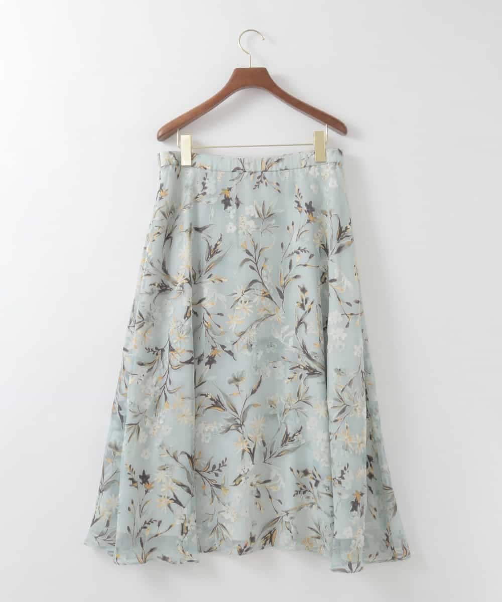 PJHGE02490 CHRISTIAN AUJARD Lサイズ(クリスチャン・オジャール Lサイズ) 【大きいサイズ】［セットアップ対応］フラワープリントシアースカート グリーン系