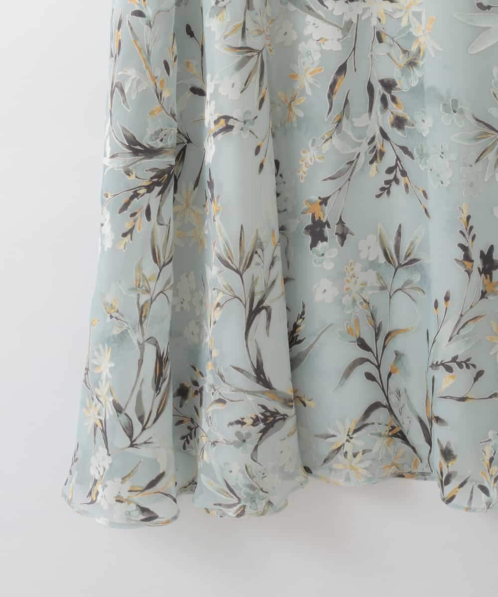 PJHGE02490 CHRISTIAN AUJARD Lサイズ(クリスチャン・オジャール Lサイズ) 【大きいサイズ】［セットアップ対応］フラワープリントシアースカート グリーン系