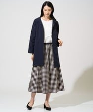 PJHGE09460 CHRISTIAN AUJARD Lサイズ(クリスチャン・オジャール Lサイズ) 【大きいサイズ】[セットアップ対応]シャンブレーチェックスカート オレンジ×ネイビー系