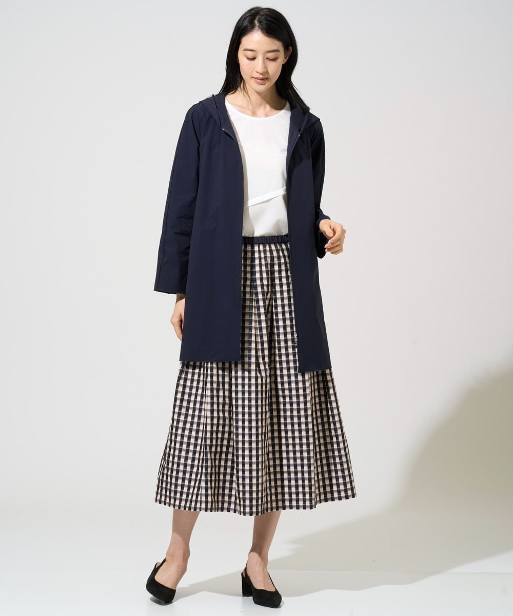 PJHGE09460 CHRISTIAN AUJARD Lサイズ(クリスチャン・オジャール Lサイズ) 【大きいサイズ】[セットアップ対応]シャンブレーチェックスカート オレンジ×ネイビー系