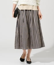 PJHGE09460 CHRISTIAN AUJARD Lサイズ(クリスチャン・オジャール Lサイズ) 【大きいサイズ】[セットアップ対応]シャンブレーチェックスカート オレンジ×ネイビー系