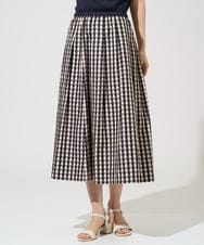 PJHGE09460 CHRISTIAN AUJARD Lサイズ(クリスチャン・オジャール Lサイズ) 【大きいサイズ】[セットアップ対応]シャンブレーチェックスカート オレンジ×ネイビー系