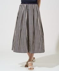 PJHGE09460 CHRISTIAN AUJARD Lサイズ(クリスチャン・オジャール Lサイズ) 【大きいサイズ】[セットアップ対応]シャンブレーチェックスカート オレンジ×ネイビー系