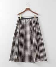 PJHGE09460 CHRISTIAN AUJARD Lサイズ(クリスチャン・オジャール Lサイズ) 【大きいサイズ】[セットアップ対応]シャンブレーチェックスカート オレンジ×ネイビー系