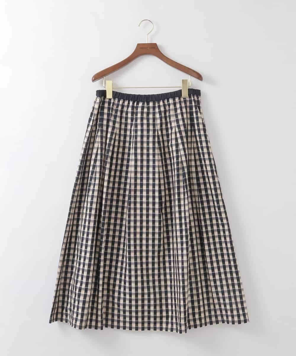 PJHGE09460 CHRISTIAN AUJARD Lサイズ(クリスチャン・オジャール Lサイズ) 【大きいサイズ】[セットアップ対応]シャンブレーチェックスカート オレンジ×ネイビー系