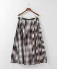 PJHGE09460 CHRISTIAN AUJARD Lサイズ(クリスチャン・オジャール Lサイズ) 【大きいサイズ】[セットアップ対応]シャンブレーチェックスカート オレンジ×ネイビー系