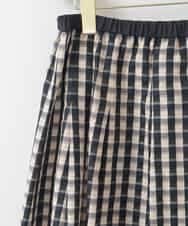 PJHGE09460 CHRISTIAN AUJARD Lサイズ(クリスチャン・オジャール Lサイズ) 【大きいサイズ】[セットアップ対応]シャンブレーチェックスカート オレンジ×ネイビー系