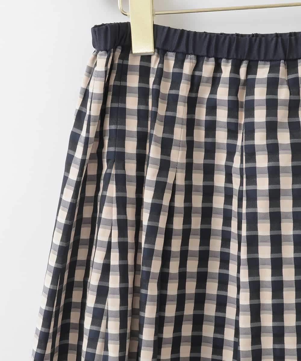 PJHGE09460 CHRISTIAN AUJARD Lサイズ(クリスチャン・オジャール Lサイズ) 【大きいサイズ】[セットアップ対応]シャンブレーチェックスカート オレンジ×ネイビー系