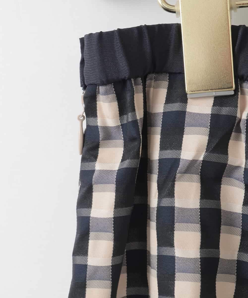 PJHGE09460 CHRISTIAN AUJARD Lサイズ(クリスチャン・オジャール Lサイズ) 【大きいサイズ】[セットアップ対応]シャンブレーチェックスカート オレンジ×ネイビー系