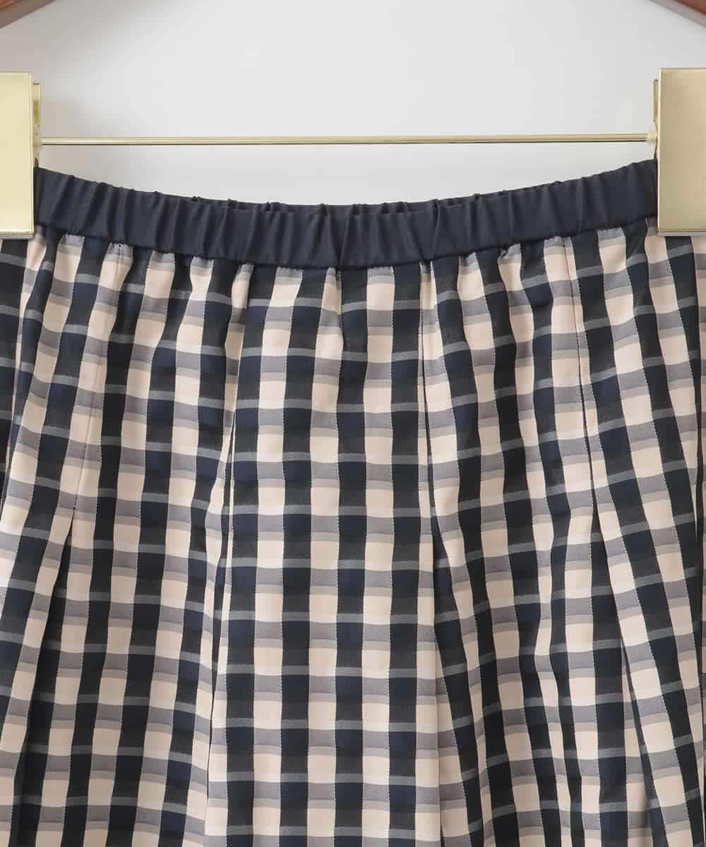 PJHGE09460 CHRISTIAN AUJARD Lサイズ(クリスチャン・オジャール Lサイズ) 【大きいサイズ】[セットアップ対応]シャンブレーチェックスカート オレンジ×ネイビー系