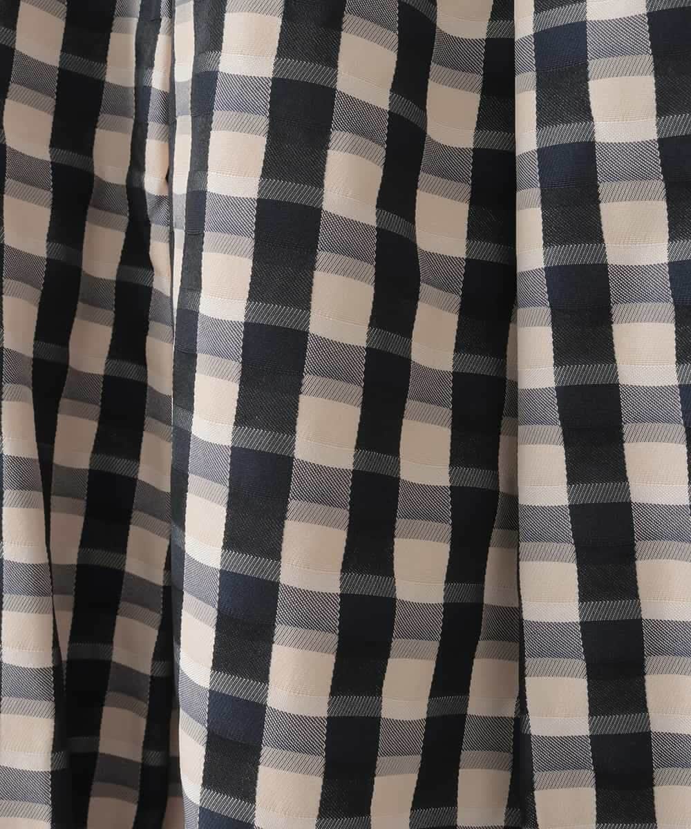 PJHGE09460 CHRISTIAN AUJARD Lサイズ(クリスチャン・オジャール Lサイズ) 【大きいサイズ】[セットアップ対応]シャンブレーチェックスカート オレンジ×ネイビー系