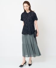 PJHHW35360 CHRISTIAN AUJARD Lサイズ(クリスチャン・オジャール Lサイズ) [接触冷感･ドライタッチ]ウエストゴムティアードスカート カーキ