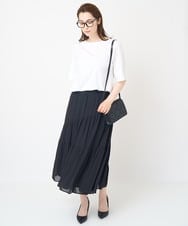 PJHHW35360 CHRISTIAN AUJARD Lサイズ(クリスチャン・オジャール Lサイズ) [接触冷感･ドライタッチ]ウエストゴムティアードスカート ブラック