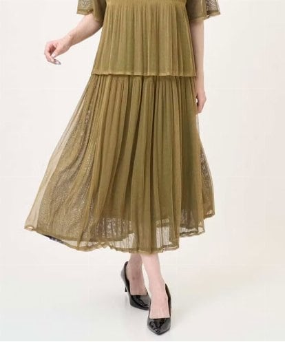 PJHJB16520 CHRISTIAN AUJARD Lサイズ 【大きいサイズ/セットアップ対応】プリーツチュールスカート