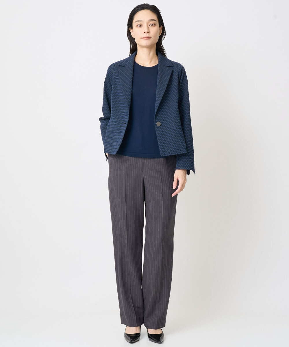 PJJAD01730 CHRISTIAN AUJARD Lサイズ(クリスチャン・オジャール Lサイズ) 【大きいサイズ/セットアップ対応】オリジナルジャガードジャケット ネイビー