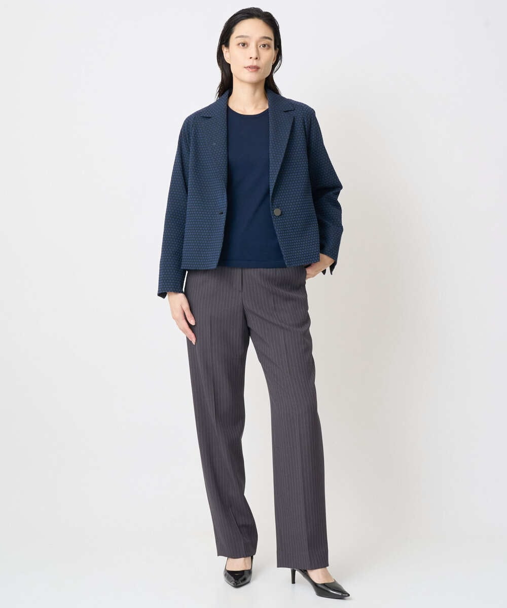 PJJAD01730 CHRISTIAN AUJARD Lサイズ(クリスチャン・オジャール Lサイズ) 【大きいサイズ/セットアップ対応】オリジナルジャガードジャケット ネイビー