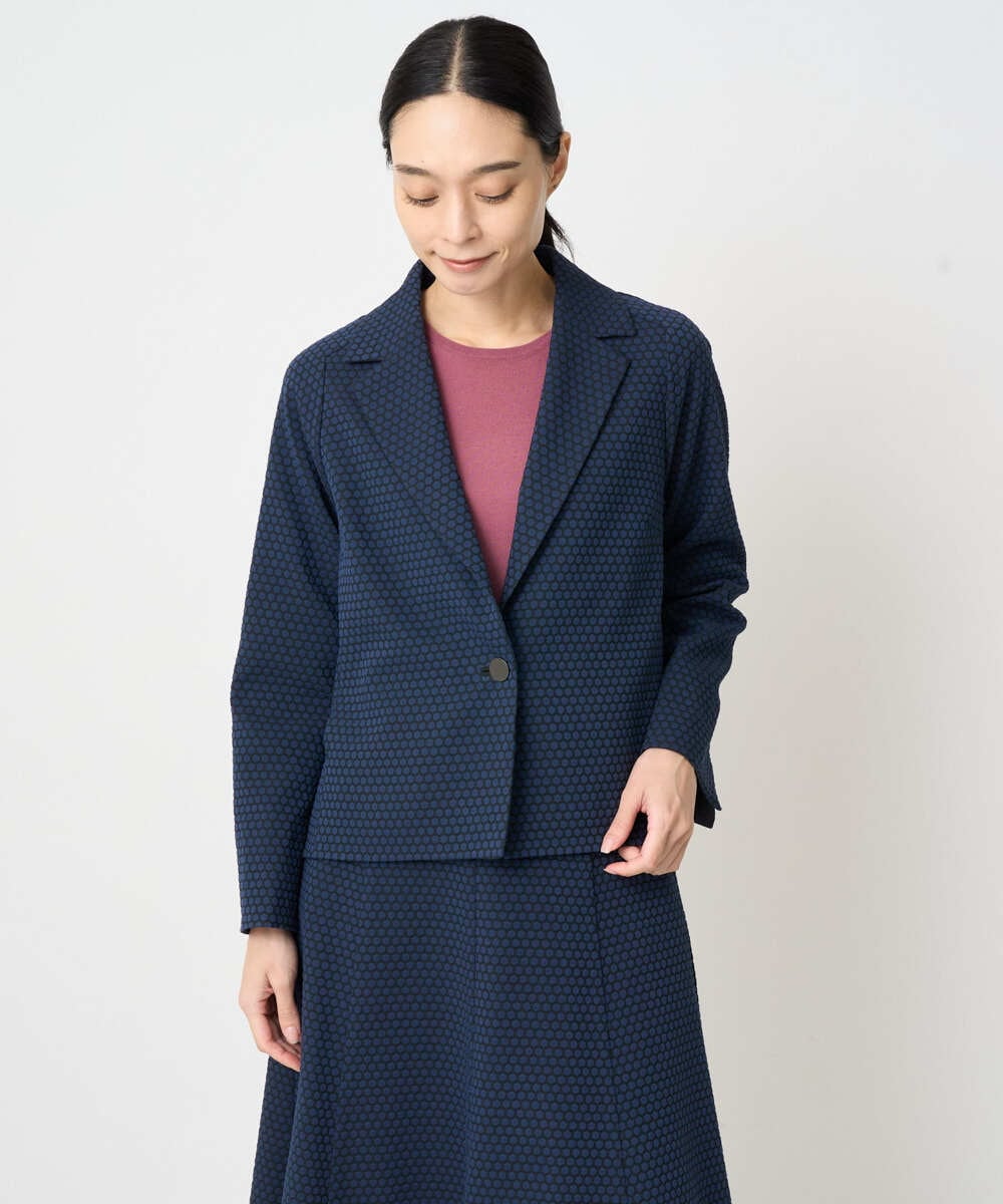 PJJAD01730 CHRISTIAN AUJARD Lサイズ(クリスチャン・オジャール Lサイズ) 【大きいサイズ/セットアップ対応】オリジナルジャガードジャケット ネイビー