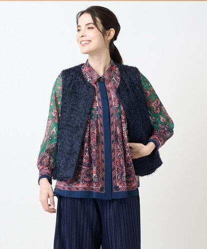 PJJAE05460 CHRISTIAN AUJARD Lサイズ 【大きいサイズ】カットシャギーベスト