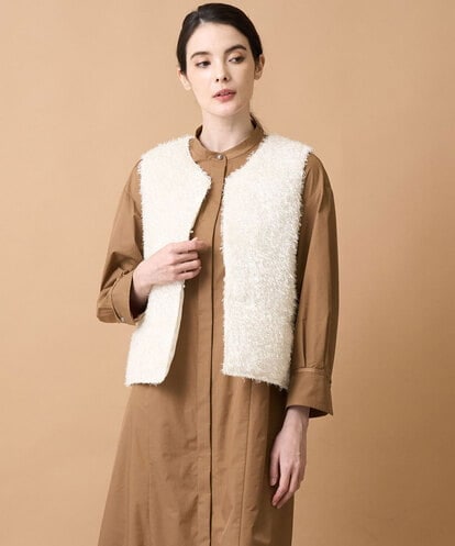 PJJAE05460 CHRISTIAN AUJARD Lサイズ 【大きいサイズ】カットシャギーベスト