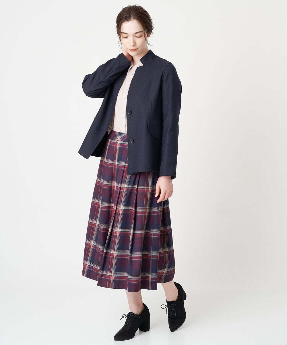 PJJAV50520 CHRISTIAN AUJARD Lサイズ(クリスチャン・オジャール Lサイズ) リバー仕立てスタンドカラージャケット ネイビー