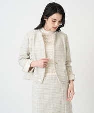 PJJEE01720 CHRISTIAN AUJARD Lサイズ(クリスチャン・オジャール Lサイズ) 【大きいサイズ】シャイニーツィードジャケット ベージュ