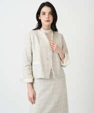 PJJEE01720 CHRISTIAN AUJARD Lサイズ(クリスチャン・オジャール Lサイズ) 【大きいサイズ】シャイニーツィードジャケット ベージュ