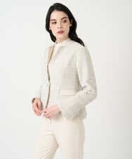 PJJEE01720 CHRISTIAN AUJARD Lサイズ(クリスチャン・オジャール Lサイズ) 【大きいサイズ】シャイニーツィードジャケット ベージュ