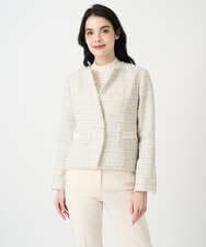 PJJEE01720 CHRISTIAN AUJARD Lサイズ(クリスチャン・オジャール Lサイズ) 【大きいサイズ】シャイニーツィードジャケット ベージュ