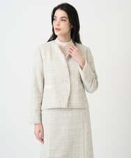 PJJEE01720 CHRISTIAN AUJARD Lサイズ(クリスチャン・オジャール Lサイズ) 【大きいサイズ】シャイニーツィードジャケット ベージュ