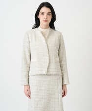 PJJEE01720 CHRISTIAN AUJARD Lサイズ(クリスチャン・オジャール Lサイズ) 【大きいサイズ】シャイニーツィードジャケット ベージュ